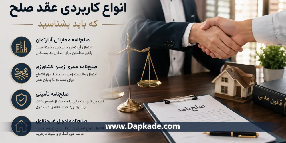انواع کاربردی عقد صلح که باید بشناسید